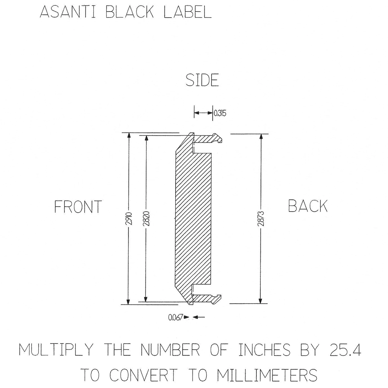ASANTI BLACK LABEL PLASTIC CHROME W/BRUSHED BADGE 74MM